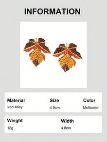 2pcs/Set Autumn Maple Leaf Enamel Painted Earrings (For Women)