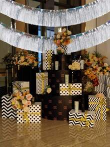 Cortina de lluvia láser 2025 nueva para decoración de fiesta de cumpleaños, telón de fondo de boda, colgante de pared con flecos, banner de cortina de lluvia - Multicolor - Ver 3