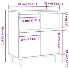 Buffet vidaXL Chêne fumé 60x35x70 cm Matériau à base de bois - Tabac - Voir 11