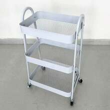 1pc A-Shaped Carbon Steel Small Utility Cart Multi-Tier Rolling Storage Rack For Kitchen Bathroom Space Saver Organizer With Finish Easy-Glide Mobility Lightweight Yet Sturdy Home Storage Trolley For Pantry Laundry Room And Essentials, Modern Compact Cart For Countertop And Under-Sink Use, Versatile Utility Stand For Kitchen Gadgets, Cleaning Supplies, And Personal Care Products, Clean Minimal Design For Contemporary Home Organization - Multicolor - View 10