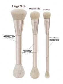 3pcs/Set Double-Ended Makeup Brushes - Angled Blush Brush, Round Blush Brush, Powder Brush, For Women - Rose Gold - View 2