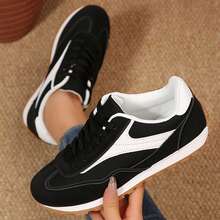 Spring Fall Outdoor Office Work Sport Tennis Shoes Women Sneakers Low Top Comfortable Casual Running Breathable Classic Walking Trainers Chunky Shoes Sneakers Shoes - 黑色 - 查看 2