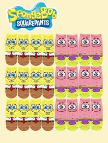 SpongeBob SquarePants 12/5/1 Đôi tất in hình  & , nhân vật hoạt hình dễ thương, thoải mái, phù hợp cho mặc hàng ngày. - Nhiều màu - Xem 1