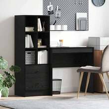 Larryhot Scrivania con cassetto 2 pcs Rovere Nero,Robusto e durevole, facile da montare, la scelta ideale per l'arredamento della casa - nero - Visualizzare 1