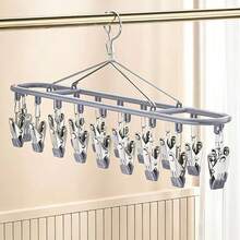 1个20夹阳台袜子晾衣架，无需钻孔，不锈钢多功能晾衣架，防风无痕，家用多功能晾衣夹，袜子晾晒架 - 彩色 - 查看 15