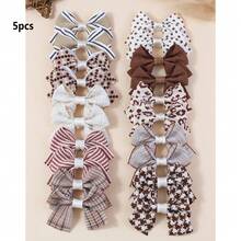 5/10pcs Vintage Pet Bow Hair Clips, Artistic Colors, Stripes, Polka Dots, Plaid, Heart Patterns And More. Cute Dog Grooming Clips, Metal Clips, Alligator Clips, Mixed Color Puppy Bows. Fashionable Accessories For Valentine's Day - Multicolor - View 9