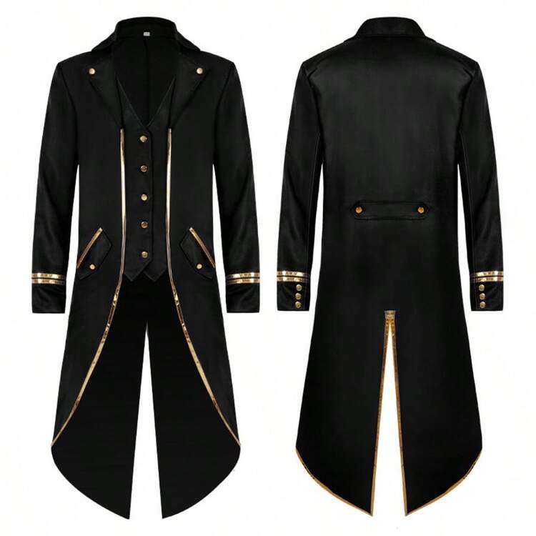 Áo đuôi tôm nam phong cách Steampunk Trung cổ Gothic cổ điển viền vàng, mùa xuân - Nhiều màu - Xem 3