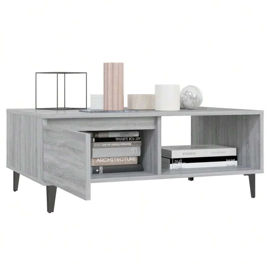 Tavolino da caffè vidaXL grigio Sonoma 90x60x35 cm Materiale a base di legno - Grigio - Visualizzare 1