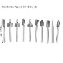 10Pcs set Milling Cutter High Speed Steel Trim Engraving Bit Electric Trimmer Accessory - Plateado - Ver 2