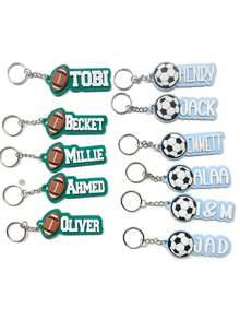 Personalized Football/Rugby Name Tag Keychain, Sports Team Equipment For Teens, Back To School Gift - Multicolor - View 2