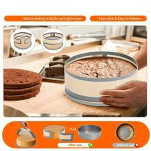 2/4件套可重复使用不粘硅胶烘焙垫套装 - 适用于饼干、蛋糕、意面和糕点，防止粘连，保护芝士蛋糕的侧面和底部，专业厨师和家庭烘焙师必备 - 弹簧形 - - - 查看 9