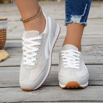 Zapatillas casuales para mujer, nuevas para primavera/verano/otoño, con suela gruesa, de moda versátil para vacaciones, estilo estudiantil, para exteriores, senderismo, antideslizantes, patineta, planas