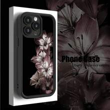 Dark Lily Pattern Suitable For TPU Case  16 Pro Max,  14/13 Pro/12/11/X/XR/XS Max Durable Anti-Shock Full-Body Protective Cover With Stylish Design Protection Casing,Suitable For  17 Air - 黑色 - 查看 8