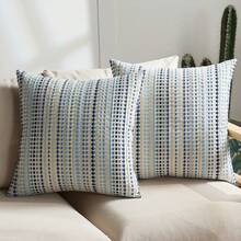 1/2 vỏ gối kiểu Bắc Âu hiện đại, họa tiết chấm bi jacquard, thích hợp cho phòng ngủ, ghế sofa, xe hơi, v.v. (Không bao gồm ruột gối) - Màu xanh lam - Xem 11