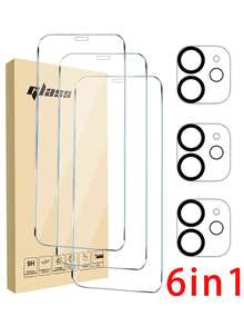 Bộ 6 miếng dán màn hình cường lực, tương thích với iPhone 17 Pro Max. Bao gồm 3 miếng dán màn hình cường lực độ phân giải cao và 3 miếng dán bảo vệ ống kính camera. Độ cứng 9H, thiết kế viền chống vỡ, phù hợp với tất cả các dòng 11/12/13/14/15/16 Pro Max/17 Pro Max. Miếng dán màn hình thiết yếu cho sử dụng hàng ngày, văn phòng và nhà. Chống nước, chống sốc, chống rơi, chống trầy xước. - Trong sáng - Xem 10