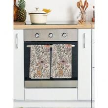 2pcs Vintage Floral Kitchen Towels, Kitchen Towels 70S Retro Style Dish Towels Cooking Dish Cloths - 彩色 - 查看 3
