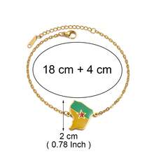 1件 18厘米/14厘米 法属圭亚那 马提尼克岛 安提瓜岛 瓜德罗普岛 留尼汪岛 地图手链 女士 女孩 不锈钢饰品 - 彩色 - 查看 15