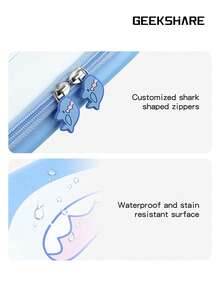 Geekshare Cute Carry Case Compatible With Switch/Switch OLED - Portable Hardshell Slim Travel Carrying Case Fit Switch Console & Game Accessories -- Shark - Blue - View 6