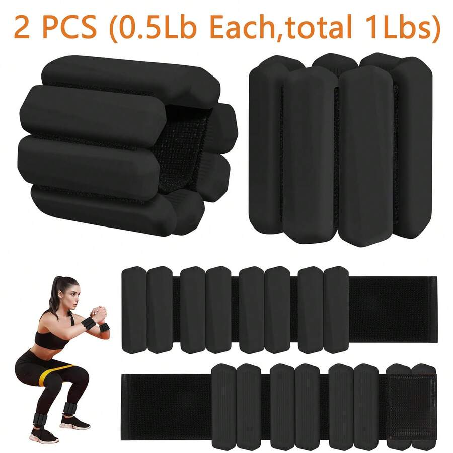 2pcs Ankle Weights, Wrist Weights, Adjustable Wearable Silicone Wrist Bangles, Wearable Arm & Leg Weights, Adjustable Wrist Ankle Weights, For Women & Men, Perfect For Walking, Running, Yoga, Pilates, Gym, Strength Training Wrist & Ankle Weights. Weighted Wristbands Are Designed For Home Gym Workouts (0.5/1Lb Each) - 2 PCS Wrist Weights (0.5Lb Each, total 1Lbs) - 查看 1