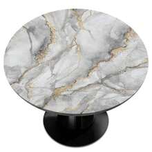 Marble Texture Round Fitted Tablecloth With Elastic Edge Grey Marble Small Round Table Cover Wipeable Circle Table Cloths For Outdoor Party Patio Kitchen Decor Fit For 40inch-44inch Tables,42inch(Round),D:Marble - D:marble - View 1