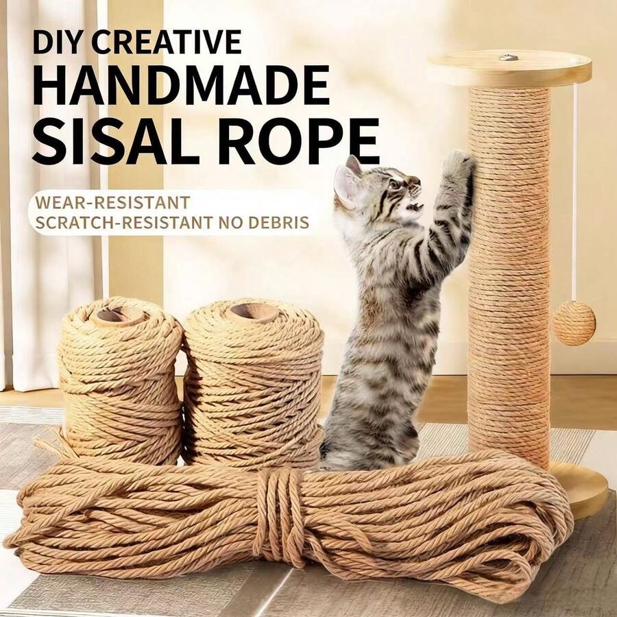 Natürliches Juteseil, dickes Juteseil, langanhaltend und stabil, geeignet für Bastelarbeiten, Gartenpflege, Kratzbäume für Katzen, Geschenkverpackung, Heimdekoration - natürliche beige Jutefaser, nicht leicht zu zerbrechen, ideal für DIY-Projekte und Haustierbesitzer, auch ein Muss für Gartenzubehör, rustikales Aussehen, hohe Qualität, kann für Jutehandwerke, Jutespulen, dickes Juteseil, Jutegarn, grobe Jute, Juteseil, Jutekordel, geflochtenes Seil usw. verwendet werden. - Beige - Übersicht 1