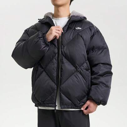 VANS 男士绗缝夹克，时尚运动休闲保暖防风舒适连帽夹克 VN000FBZBLK