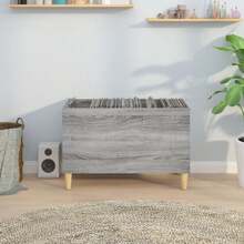 Armário para discos de vinil vidaXL Sonoma cinza, 74,5 x 38 x 48 cm, em madeira. - Cinza - Ver 2
