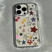 Estuche suave y elegante 1pc, colorido, con patrón de cinco puntas, marco de metal completo, adecuado para 17, 16, 15, 14, 13, 12, 11 Pro, X, XS, XS, XR, 8, Plus. Y funda protectora a prueba de golpes de cobertura completa 6S: eleva el estilo de tu teléfono - 1 pieza - Ver 7