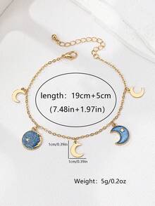 1 pieza Pulsera con diseño de estrella y luna - Amarillo Oro - Ver 3