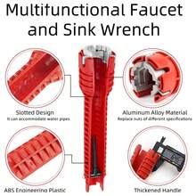 1pc 8-In-1 Multifunctional Kitchen Faucet Sink Wrench, Plumbing Drain Bathtub Nut Remover Tool For Tight Space Installation And Repair - Red - View 5