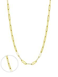 1pc 18k Gold Plating Minimalist Necklace Paperclip Necklace Waterproof Link Chain Versatile Stackable Necklace For Daily Commute - Necklace - View 4