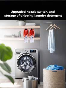 洗衣液分配器杯架,带按钮式喷嘴的洗衣液分配器 - 带按压暂停喷嘴的洗衣液分配器,防漏设计,轻松按压式喷嘴,适合家庭和露营使用,无需用电即可轻松安装 - 洗衣房的理想礼物,家居清洁工具,便携式收纳,经久耐用,液体皂容器,家居整理用品 - 彩色 - 查看 5