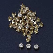 HEEPDD 50 Piezas Tachuelas de Cristal con Base Plateada, Remaches Decorativos Tipo Garra para Artesan¨ªa en Cuero, Manualidades - Oro - Ver 8
