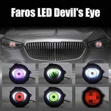 ASDFaros LED Ojo de Diablo para Auto 2 Piezas 3 Pulgadas Control Remoto con 8 Modos de Luz Luces Decorativas Dinámicas para Coche y Motocicleta Efecto Especial y Fácil Instalación - Rojo - Ver 4