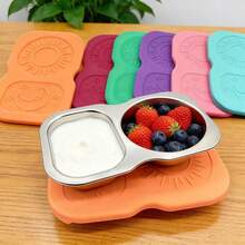 Stainless Steel Snack Container With Lid, Salad Dressing Container, 5.3 Ounces (Approximately 150.3 Grams) 2-Grid Small Flavor Container, With Leak Proof Silicone Lid, Perfect Size Reusable Sauce Cup Snack Box For As A Gift Giving Option For Ramadan/Valentine's Day - Multicolor - View 4