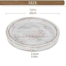 Bandeja Suporte de Vela: Bandeja Decorativa Redonda de Madeira para Vela Pequena, Peça Central de Mesa Rústica Estilo Fazenda, Bandejas Rústicas Brancas de Madeira para Velas Tipo Pilar e Chá - Branco - Visão 12