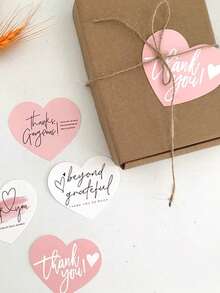 50pcs New Elegant Heart Thank You Labels -"Thank You For Supporting My Small Business" Thank You Cards - Arts & Crafts Supplies ﻿ - Many - View 3