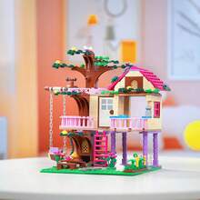 Dream City Friendship Tree House Princess Castle Swinging On A Swing Building Blocks Street View Series House Bricks Model Assembled Toys Gift - Mint Green - View 6