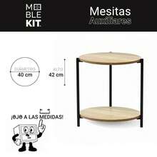 Ecommerc3 MOBLEKIT | Tables d'Appoint en Bois et Métal pour Salon ou Chambre, Tables Modernes Fonctionnelles avec Différentes Formes et Hauteurs, Options Fixes ou Pliantes pour la Maison - Noir 40x42 – Double hauteur - Voir 3
