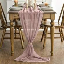 Artoid Mode Boho - Camino de Mesa de Gasa en para Bodas, Decoración de Otoño y Acción de Gracias para Comedor, Cocina y Fiestas en Interiores, 120 Pulgadas(120" Rosa empolvado) - Multicolor - Ver 3