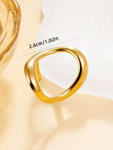 1pc Minimalist Geometric Open Ring, Adjustable Stainless Steel 18K Gold Plated Waterproof Jewelry For Daily Wear - Geometry - View 3