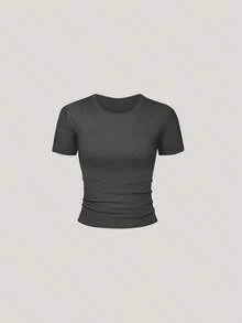 HOPLYNN 4 Pack Women's Tight Short Fitted Basic T-Shirts Short Sleeve Slim Fit Crew Neck Casual Fashion Crop Tops Tees Shirts Quick-Drying Breathable Fitness Clothes - 多色2 - 查看 6