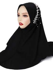 Hijab instantané avec perles, foulard musulman à la mode pour le printemps/été, pratique pour le port quotidien et les célébrations - Multicolore - Voir 19