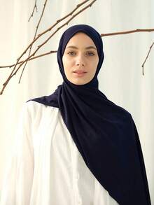 1pc Women's Solid Color Jersey Hijab, Soft & Skin-Friendly Modal Scarf Headscarf, Minimalist Casual Versatile For Daily & Outdoor Wear, Hijab Accessories - Brown - View 2