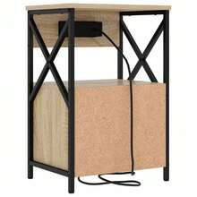 Table de chevet vidaXL avec station de charge, chêne Sonoma, 40 x 31 x 60 cm - Tabac - Voir 8