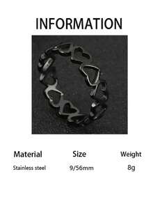 1 件心形装饰戒指，不锈钢首饰哥特朋克首饰情人节