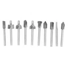10Pcs set Milling Cutter High Speed Steel Trim Engraving Bit Electric Trimmer Accessory - Plateado - Ver 1