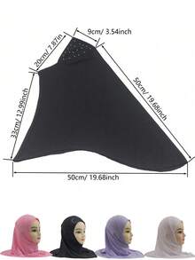 1pc Girls 3-8 Years Old Amira Children's Headscarf, Spring/Summer Lycra Aya Headscarf, Girls Lycra Rhinestone Amira Headscarf, Girls Printed Crescent Moon Headscarf, Children Islamic Arabic Shawl Headscarf - 1PC - View 7