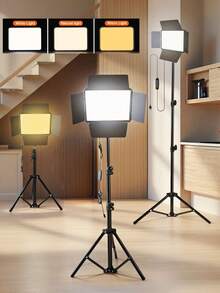 Đèn LED vuông 10 inch kèm chân đế ba chân điều chỉnh được 43,3 inch/63 inch - Cấp nguồn USB, 3 nhiệt độ màu, cấu trúc kim loại, thích hợp cho studio, chụp ảnh, phát trực tiếp, hội nghị video, trang điểm và làm vlog. Thích hợp cho chụp ảnh, quay video, phát trực tiếp, họp Zoom, làm vlog, kèm chân đế. Đèn selfie, đèn điện thoại. - Nhiều màu - Xem 2