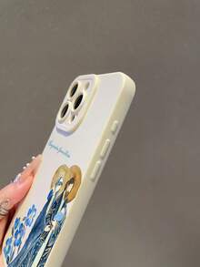 1个创意时尚蓝色花卉情侣字母图案彩绘防摔手机壳，兼容苹果XS/XS Max/XR/11/12/13/14/14 Plus/15/15 Plus/16/16 Plus/17/17 Pro/7/8 Plus等型号 - 彩色 - 查看 6